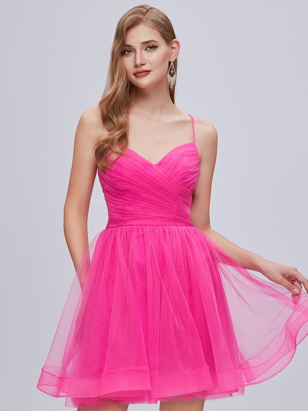 V Neck Sequin Fit Flare Homecoming Dress