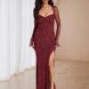 Long Sleeve Chiffon A Line Prom Dress