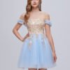 One Shoulder Ruched Satin Homecoming Dress