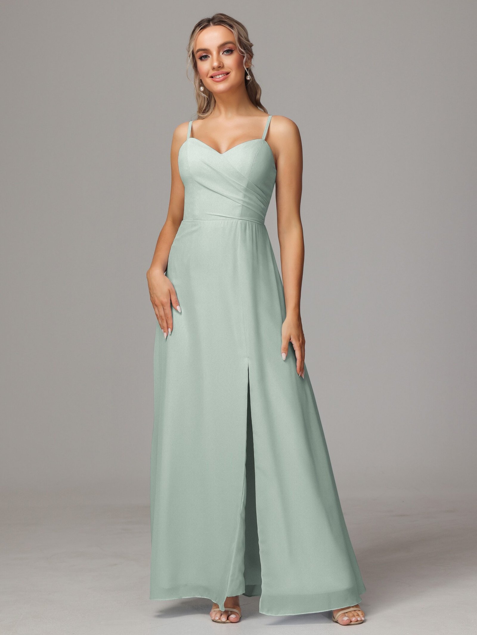 Spaghetti Straps Sweetheart Chiffon Bridesmaid Dress