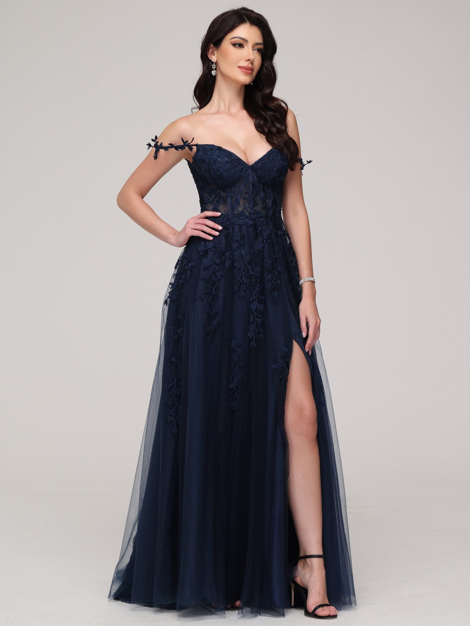 Lace Bodice A Line Wedding Guest Dress