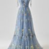 Elegant Spaghetti Straps A-line Floral Floor-length Bridesmaid Dresses