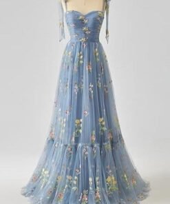 Elegant Spaghetti Straps A-line Floral Floor-length Bridesmaid Dresses