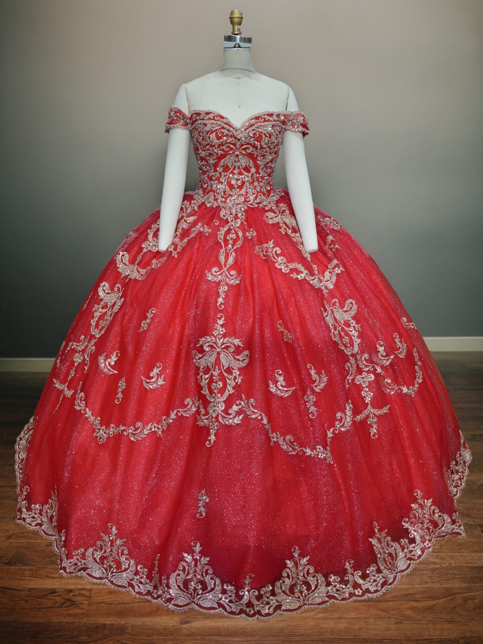 Off Shoulder Beaded Ball Gown Quinceanera Dress