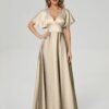 Ariah V-neck Short Sleeves Soft Satin Bridesmaid Dress