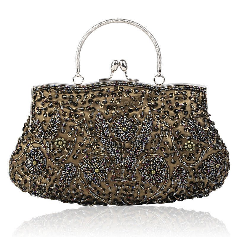 Vintage Handmade Beaded Embroidery Evening Bag - Mineral_Green