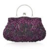 Vintage Handmade Beaded Embroidery Evening Bag - Purple