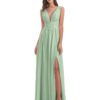 Emma Floor Length V Neck Split Chiffon Bridesmaid Dress