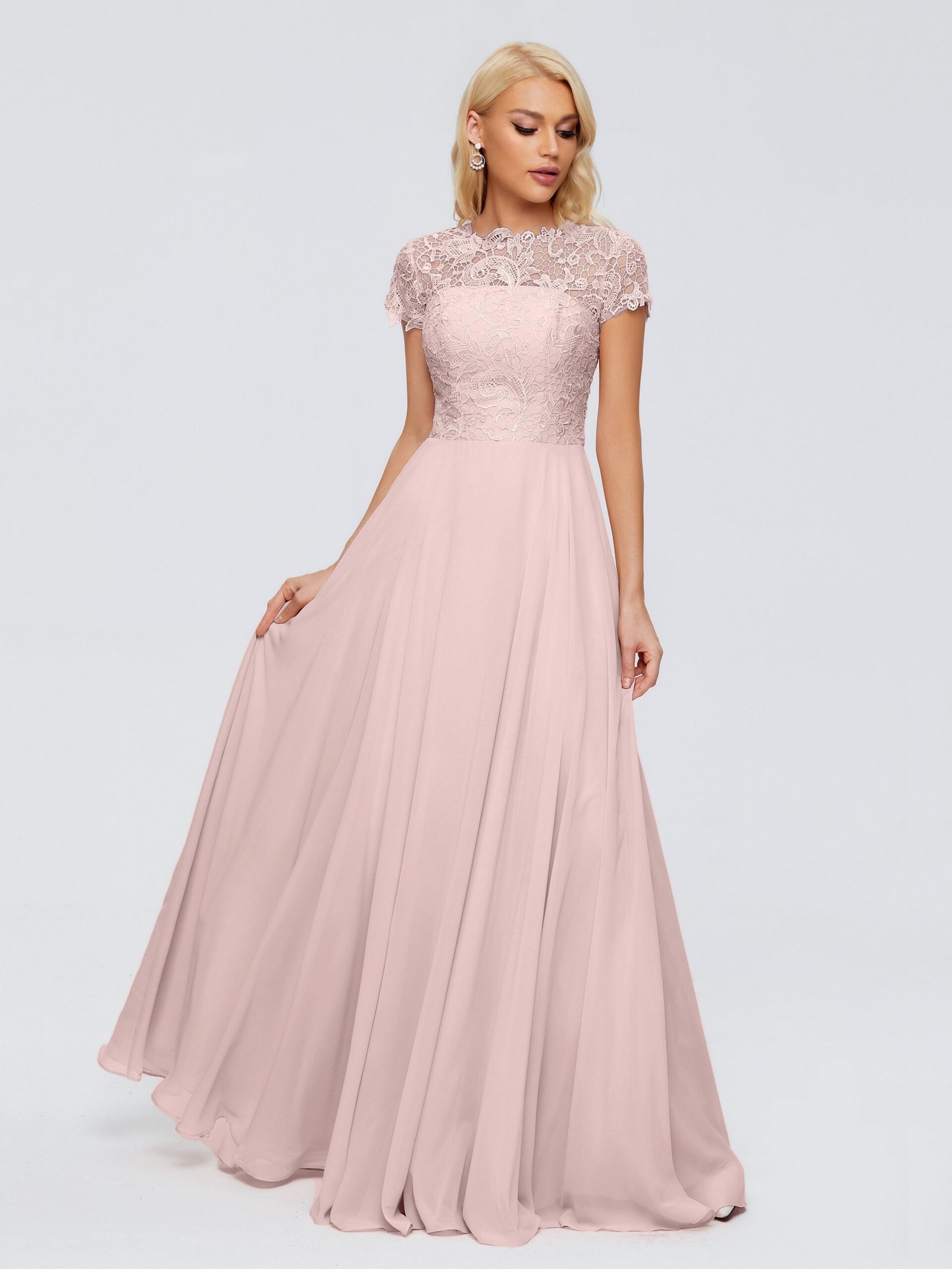 Cicinia Rose A-Line Cap Sleeves Lace Bridesmaid Dress