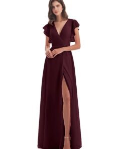 Stella Sheath Floor Length V-Neck Chiffon Bridesmaid Dress